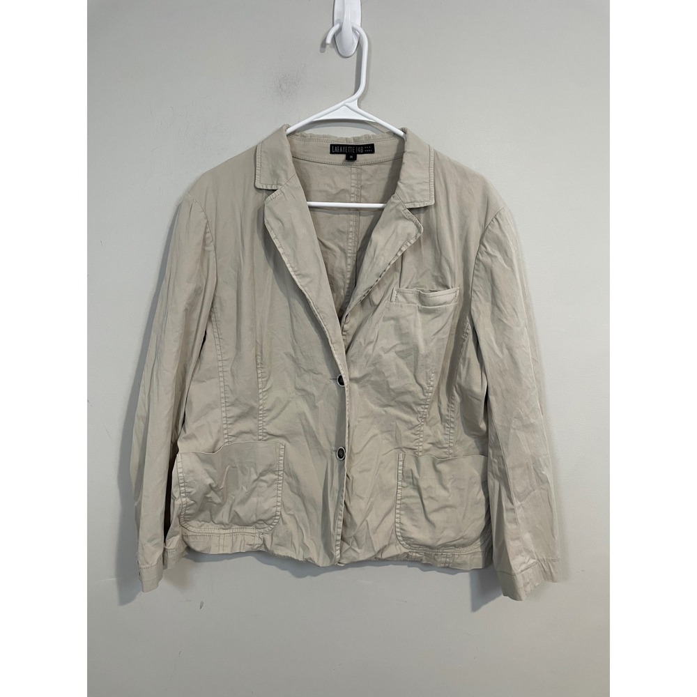 Lafayette 148 Lightweight Beige Blazer Jacket Size 14 Minimalist Classic